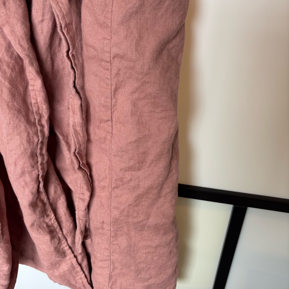 100% Linen Trench Coat Cynthia Rowley Wrap Coat Light Jacket Quiet Luxury Boho - Picture 10 of 16
